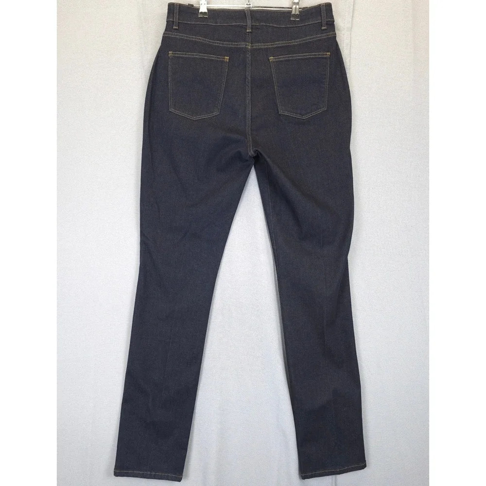 Talbots Dark Wash Blue Denim‎ Jeans Slimming Women 14L Comfort Stretch 5 Pocket